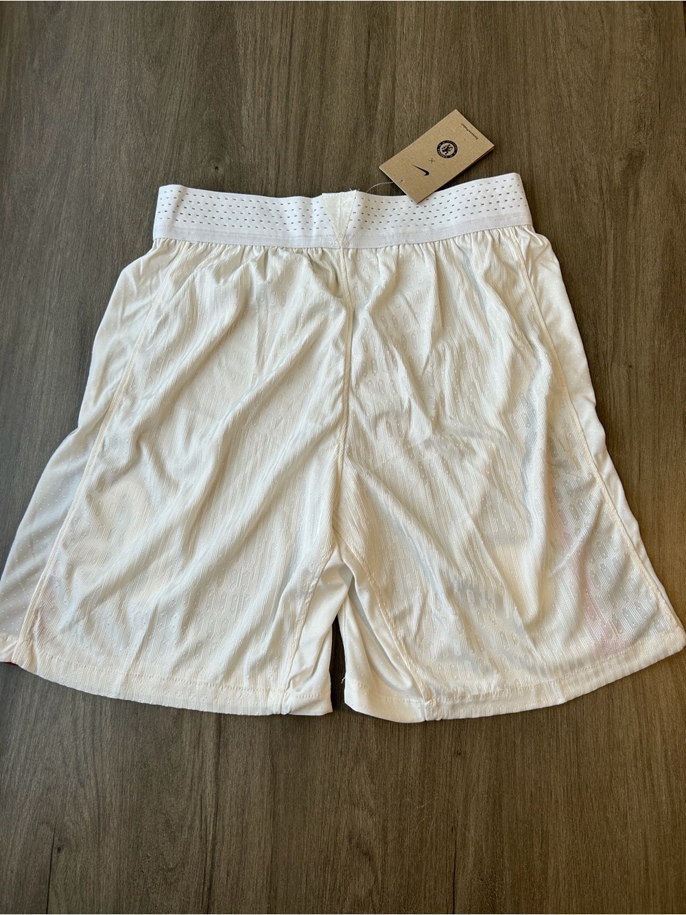 Nike White Chelsea Men's Soccer Shorts with Black 10 and Red/Green Accents - Picture 6 of 6